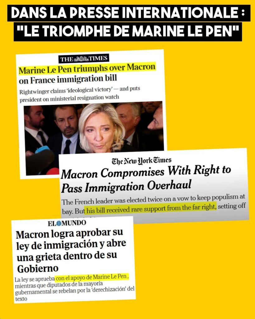 Dans la presse internationale, les choses sont plus claires qu'en France : Marine Le Pen est au pouvoir.