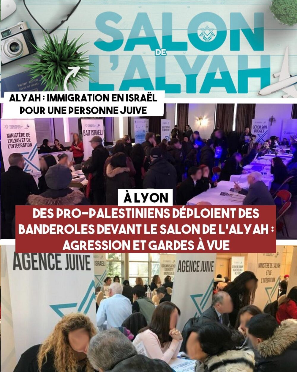 Lyon : des personnes solidaires de la Palestine agressées et arrêtées devant le salon de l’Alyah