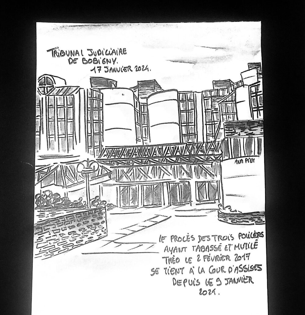Viol de Théo : reportage dessiné au procès des policiers