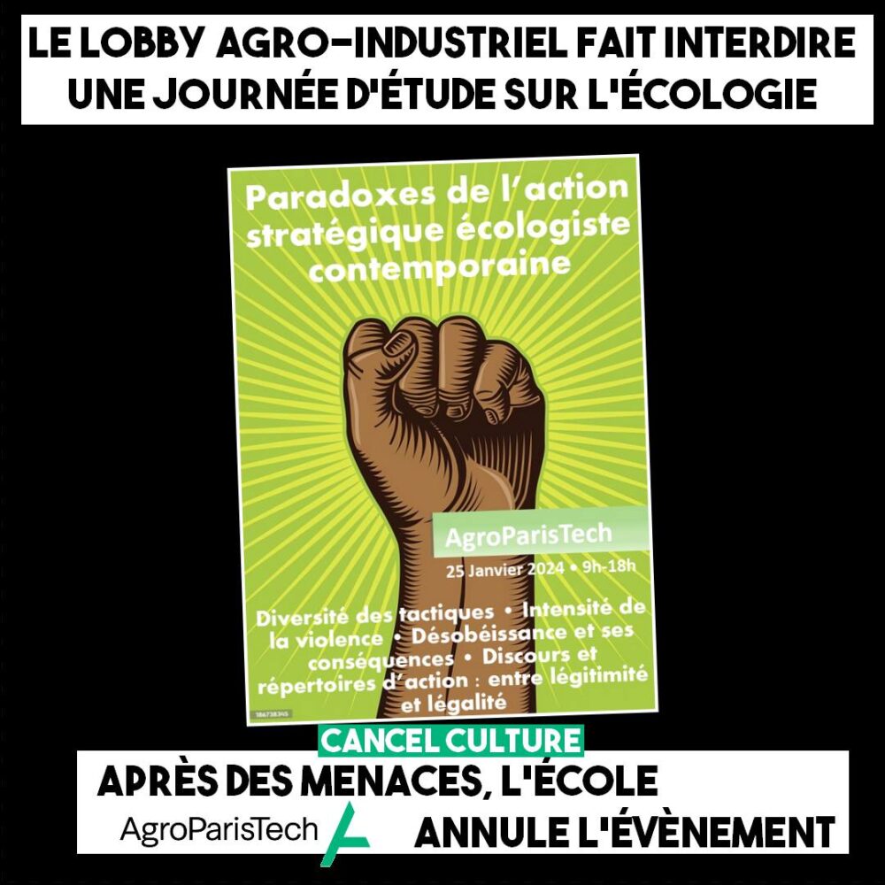 Cancel culture : le lobby agro-industriel fait annuler une journée d’étude sur l’écologie