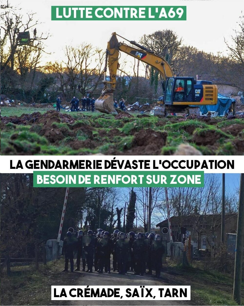 A69 : Expulsion et dévastation du campement, le mouvement a besoin de renforts