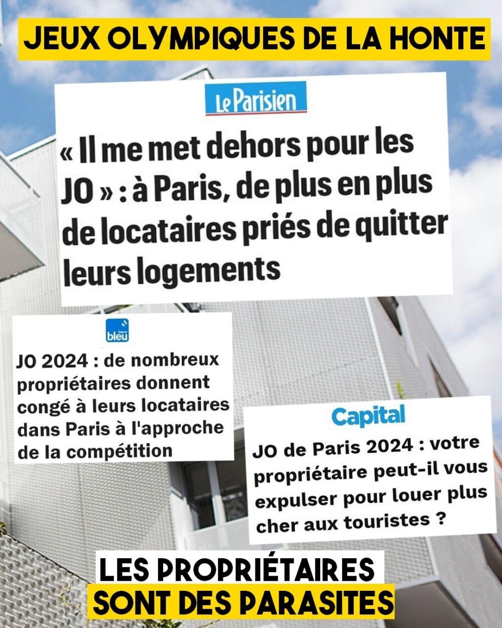 Expulsions locatives avant les JO 2024 : les proprios sont des parasites