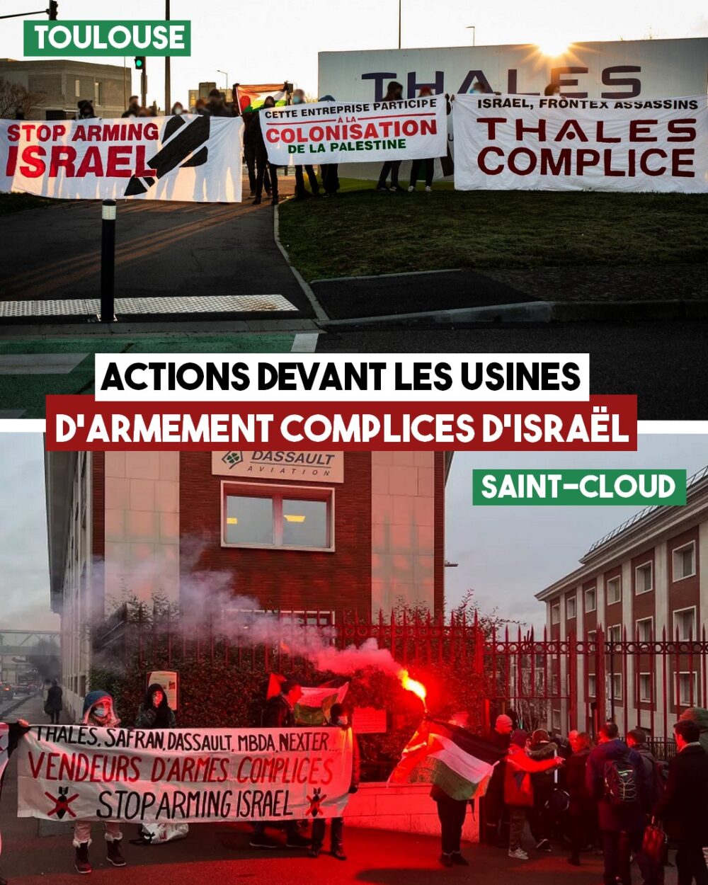 Actions contre les usines d’armement complices d’Israël
