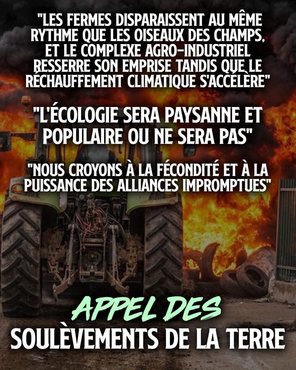 Appel des Soulèvements de la Terre sur le mouvement agricole en cours
