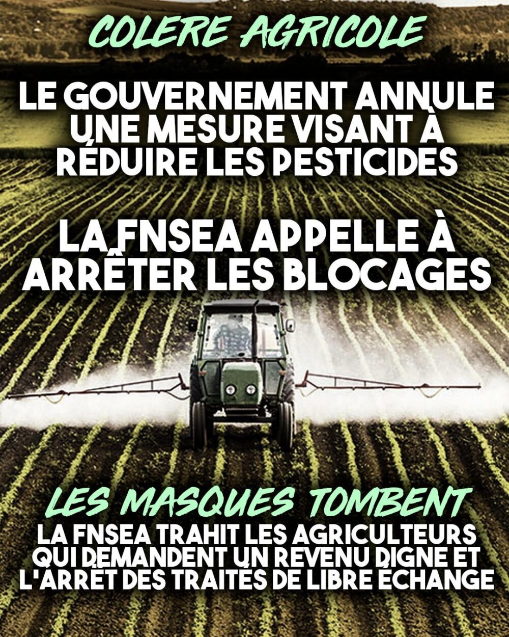 Le gouvernement ouvre le robinet à pesticides, la FNSEA appelle à lever les blocages