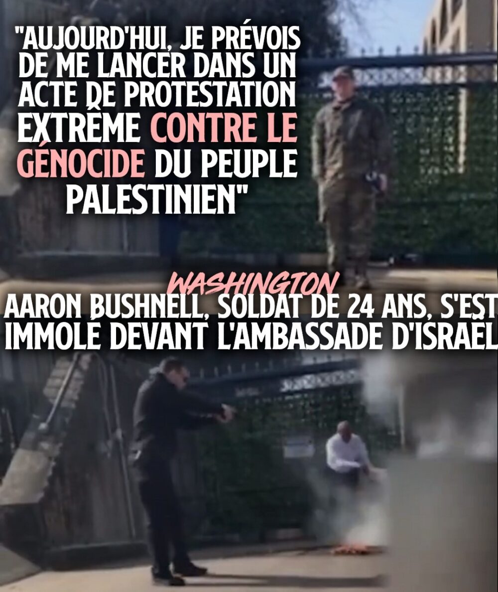 Washington : un jeune soldat s’immole contre le génocide en Palestine