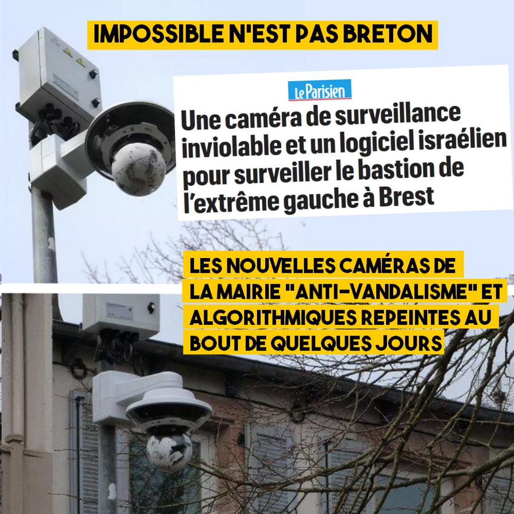 Brest : la mairie installe des caméras équipées d’un logiciel israélien, elles sont repeintes en quelques jours