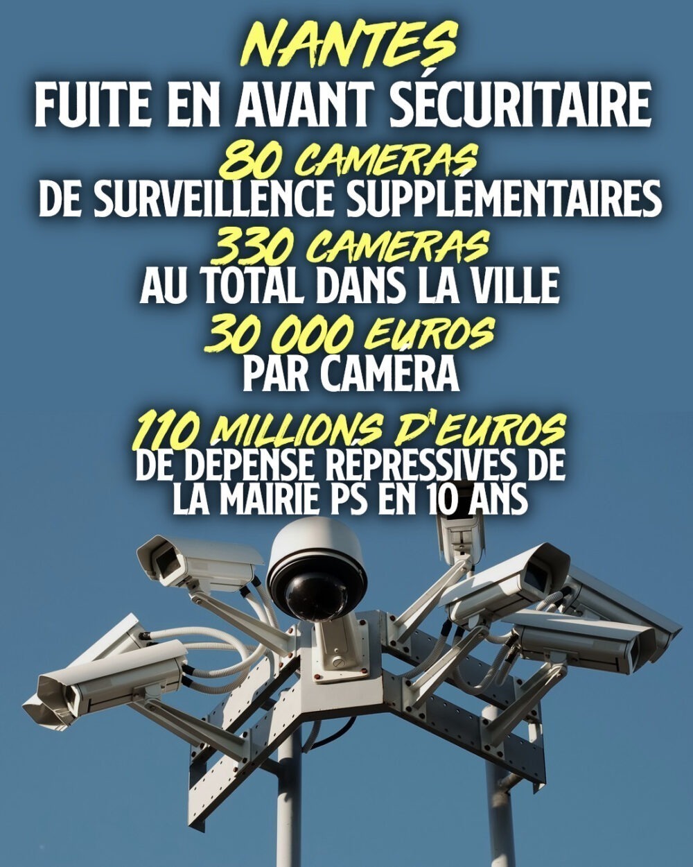 Surveillance généralisée : 80 caméras supplémentaires à Nantes cette année