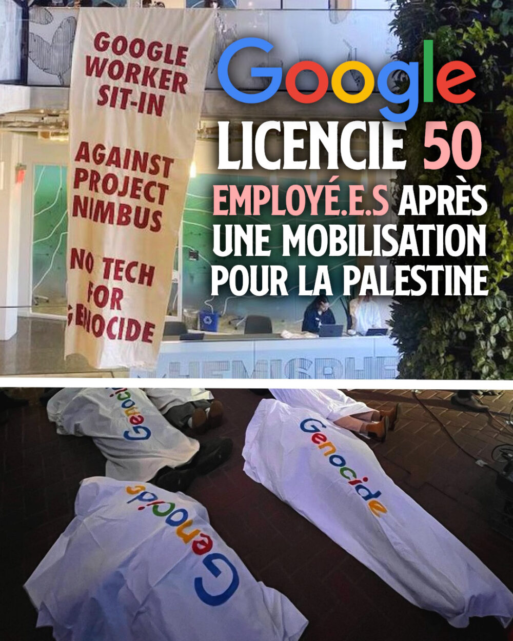 Google licencie au mois 50 personnes après un sit-in contre Israël