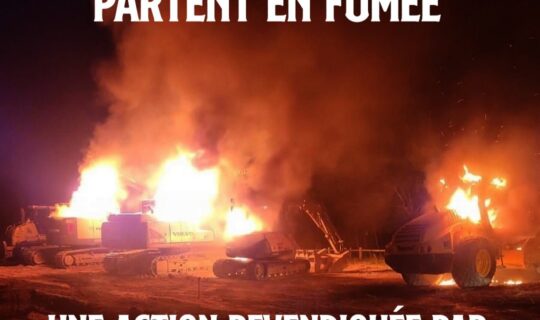 Autoroute A69 : le giec met le feu à des engins de chantier