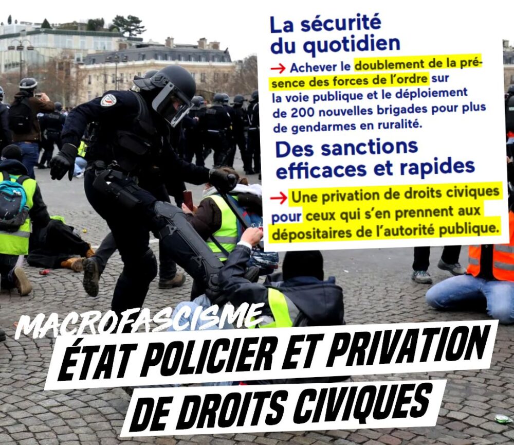 Macron : privation de droits civiques pour ceux qui « s’en prennent à la police »