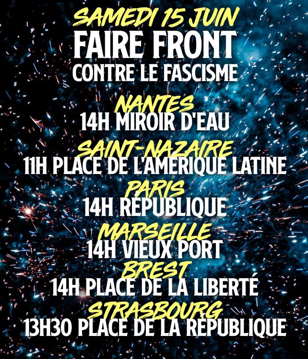 Samedi 15 juin : déferlons contre l’extrême droite