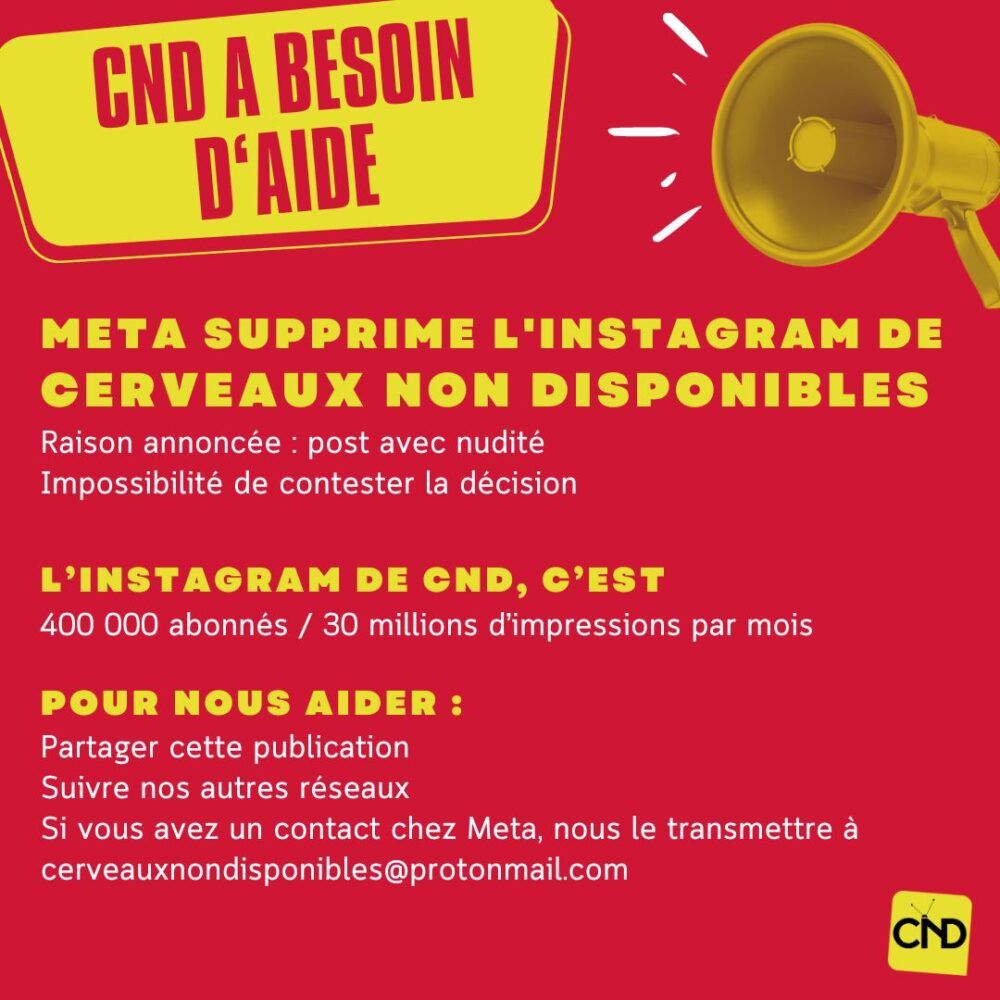 Instagram censure Cerveaux Non Disponibles : appel à soutien