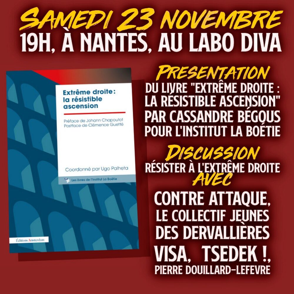 Samedi 23 novembre à Nantes : réfléchir et échanger pour résister à l’extrême droite