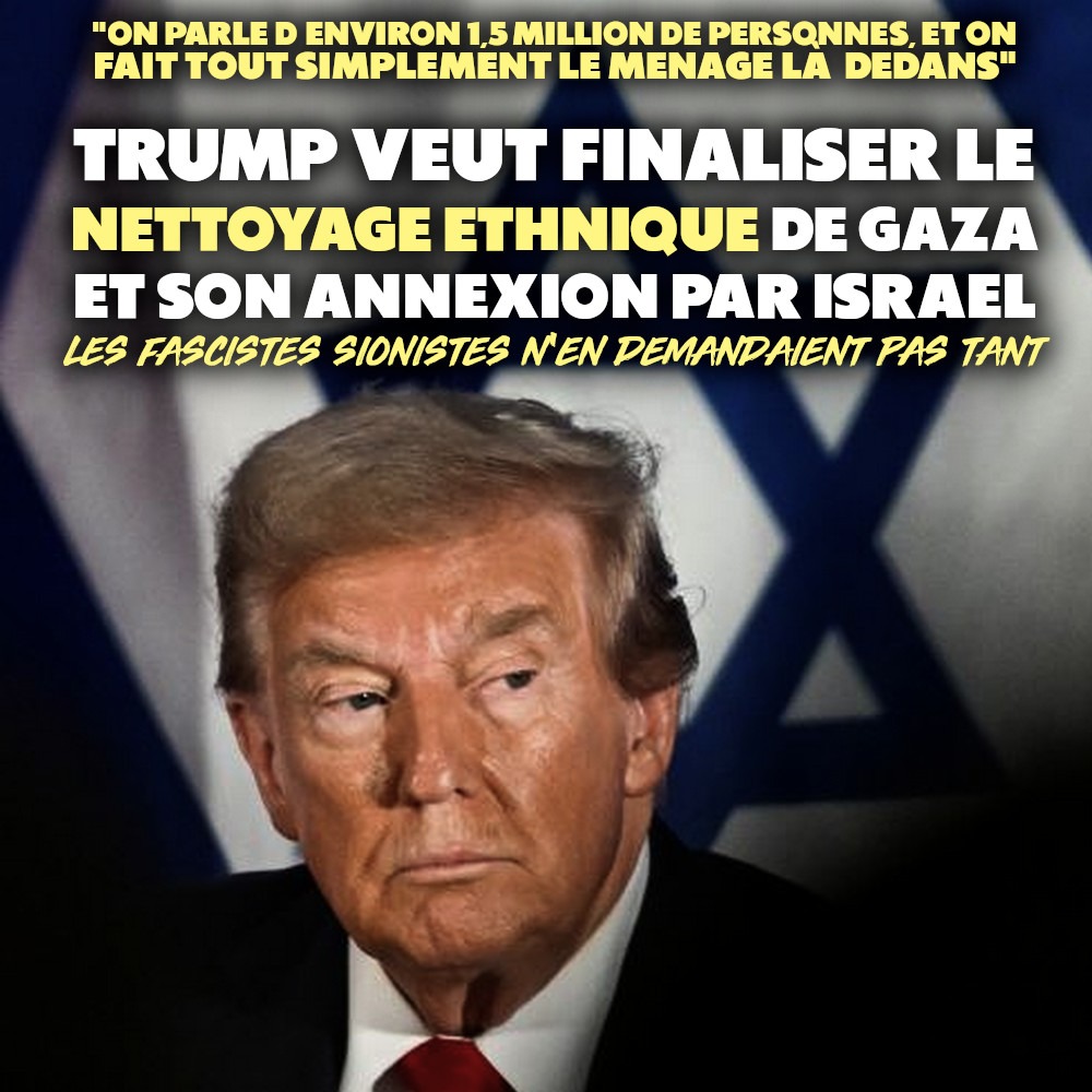 Donald Trump devant un drapeau israélien : il veut terminer la colonisation de Gaza.