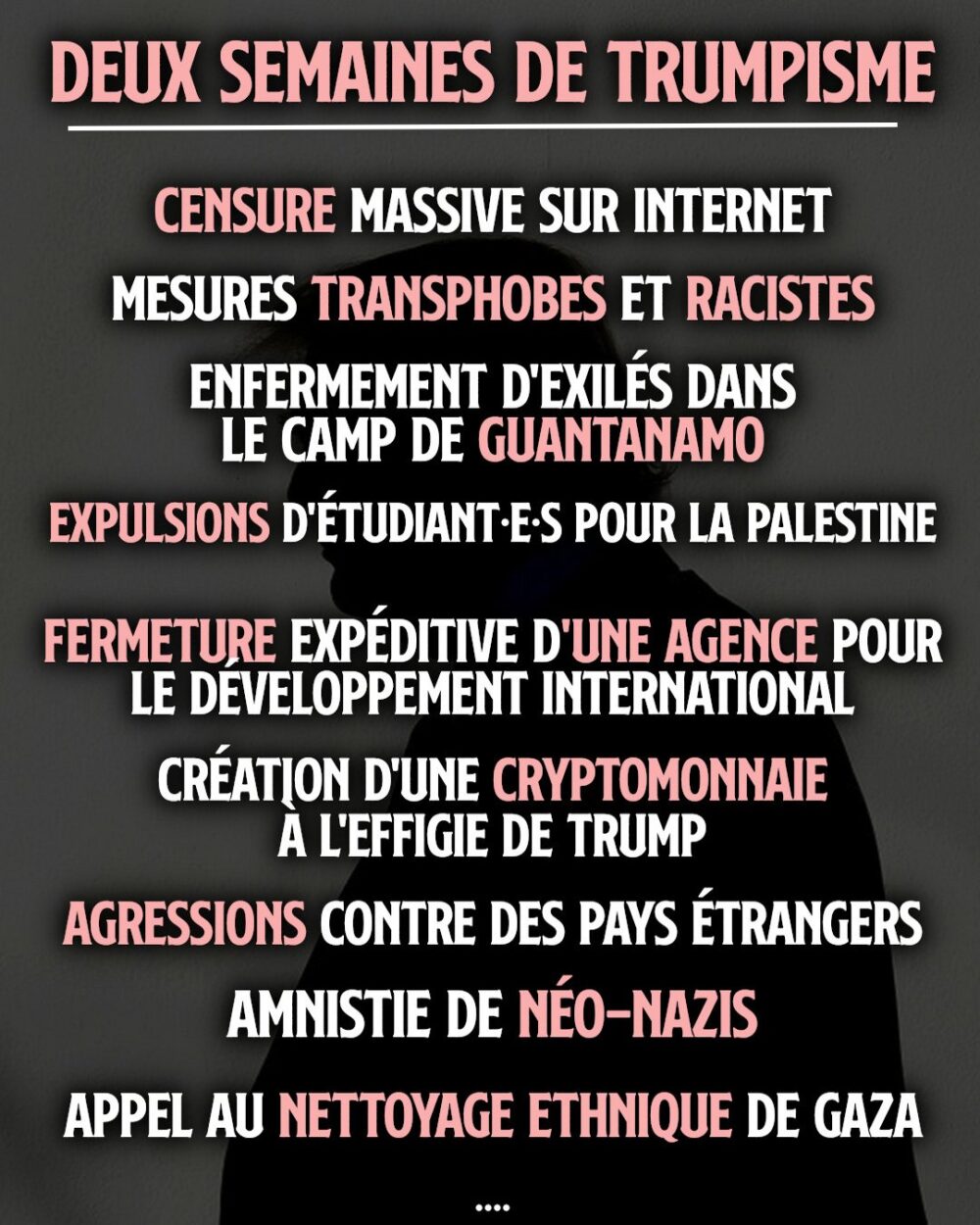 Résumé de deux semaines de trumpisme