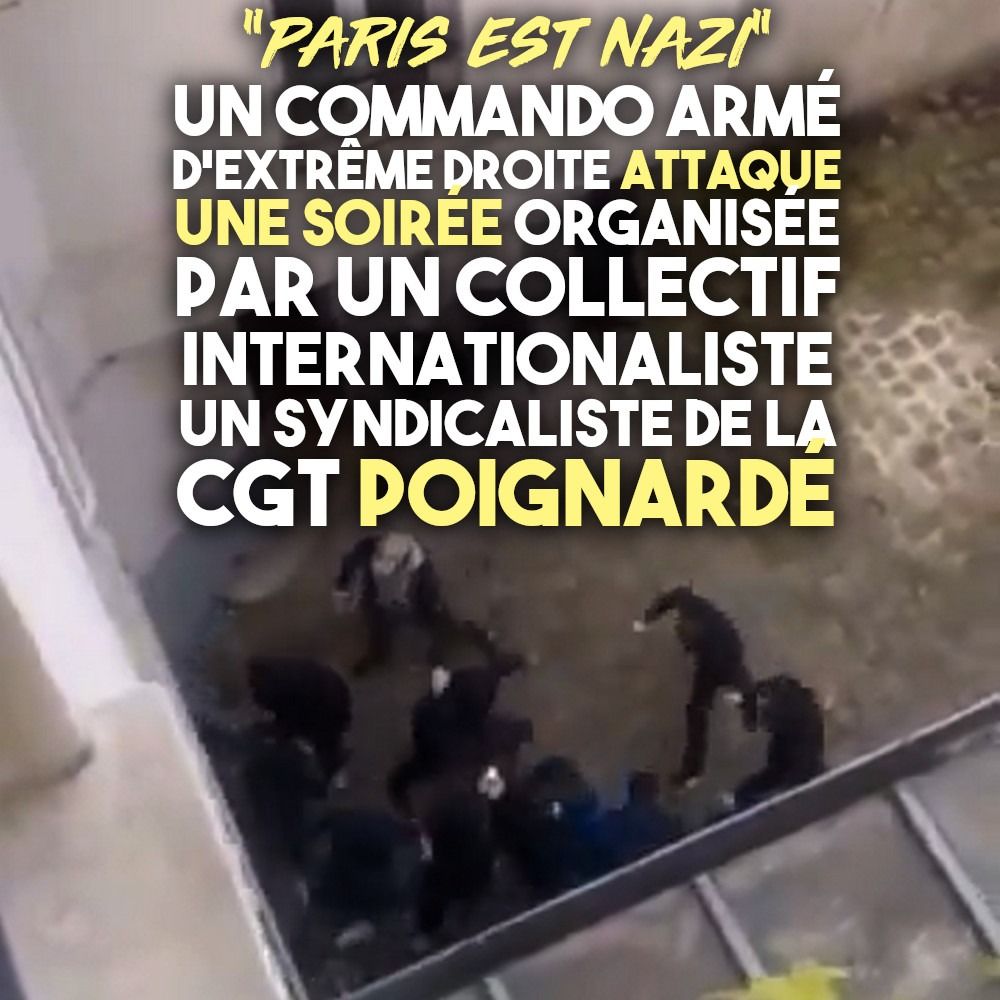 Capture d'écran d'une vidéo de l'attaque nazie à Paris, où un syndicaliste de la CGT a été poignardé