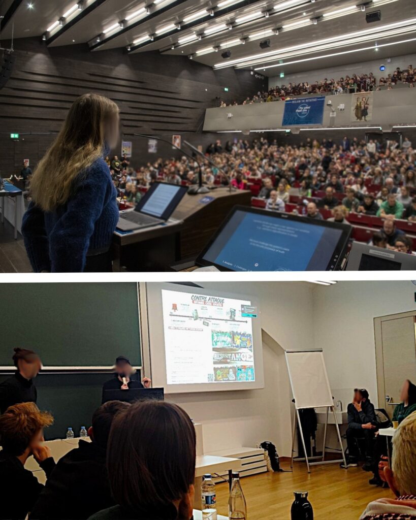 Présentation de Contre Attaque lors de l'atelier sur les médias démocratiques pour la Plateforme des peuples.