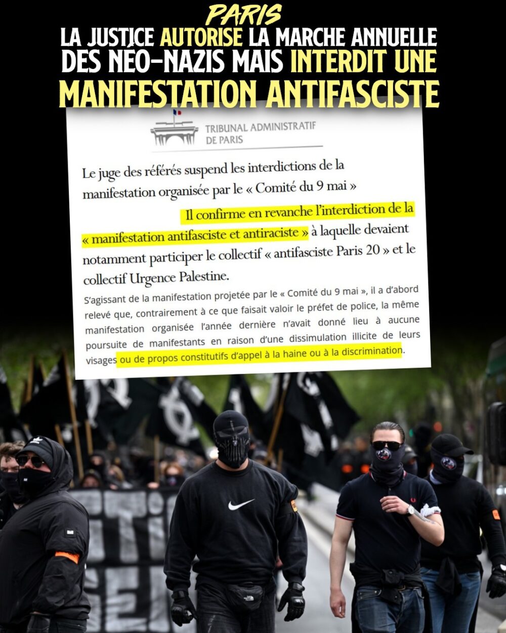 Ce samedi à Paris : marche nazie autorisée, manifestation antifasciste interdite