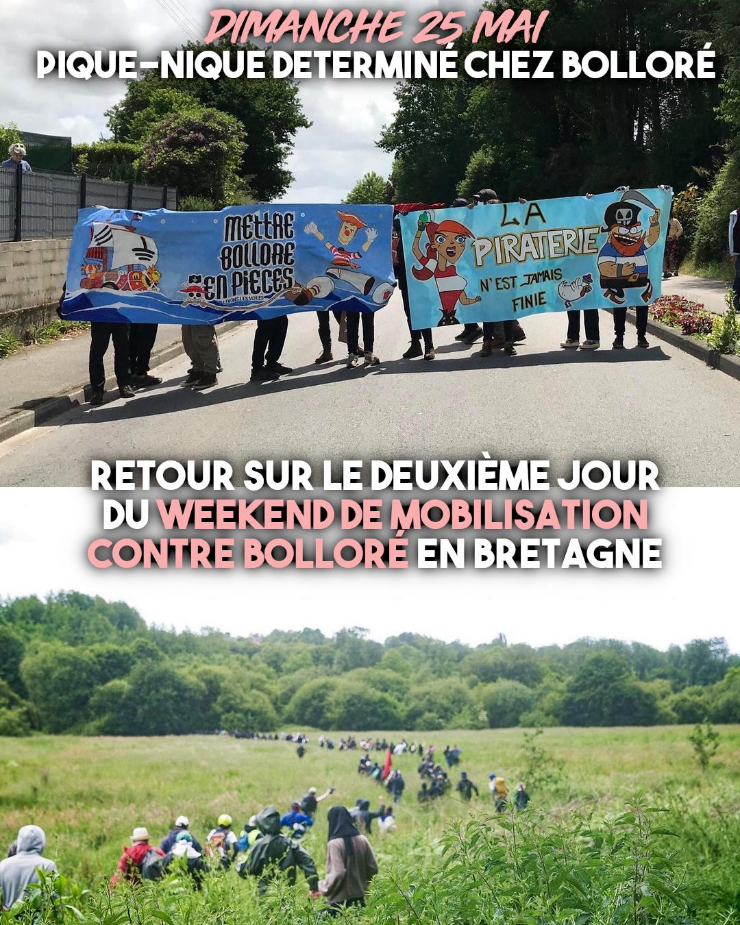 Les banderoles de tête colorées pour le pique-nique chez Bolloré