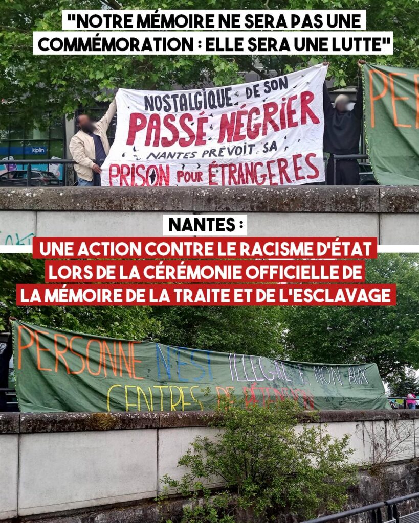L'action d'Isonomia contre le racisme d'État lors de la cérémonie commérant la traite et l'esclavage à Nantes.
