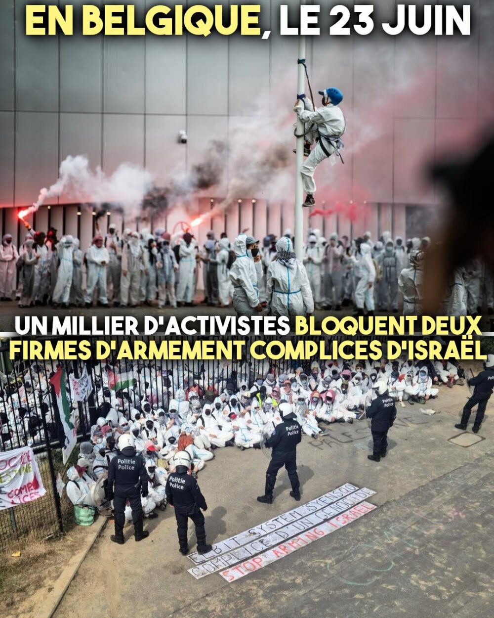 En Belgique : deux entreprises d’armement bloquées contre le génocide
