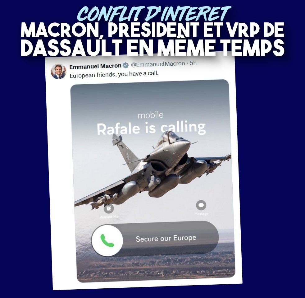 Le tweet de Macron faisant de la pub pour le Rafale : un lobbyiste de la vente d'armes.
