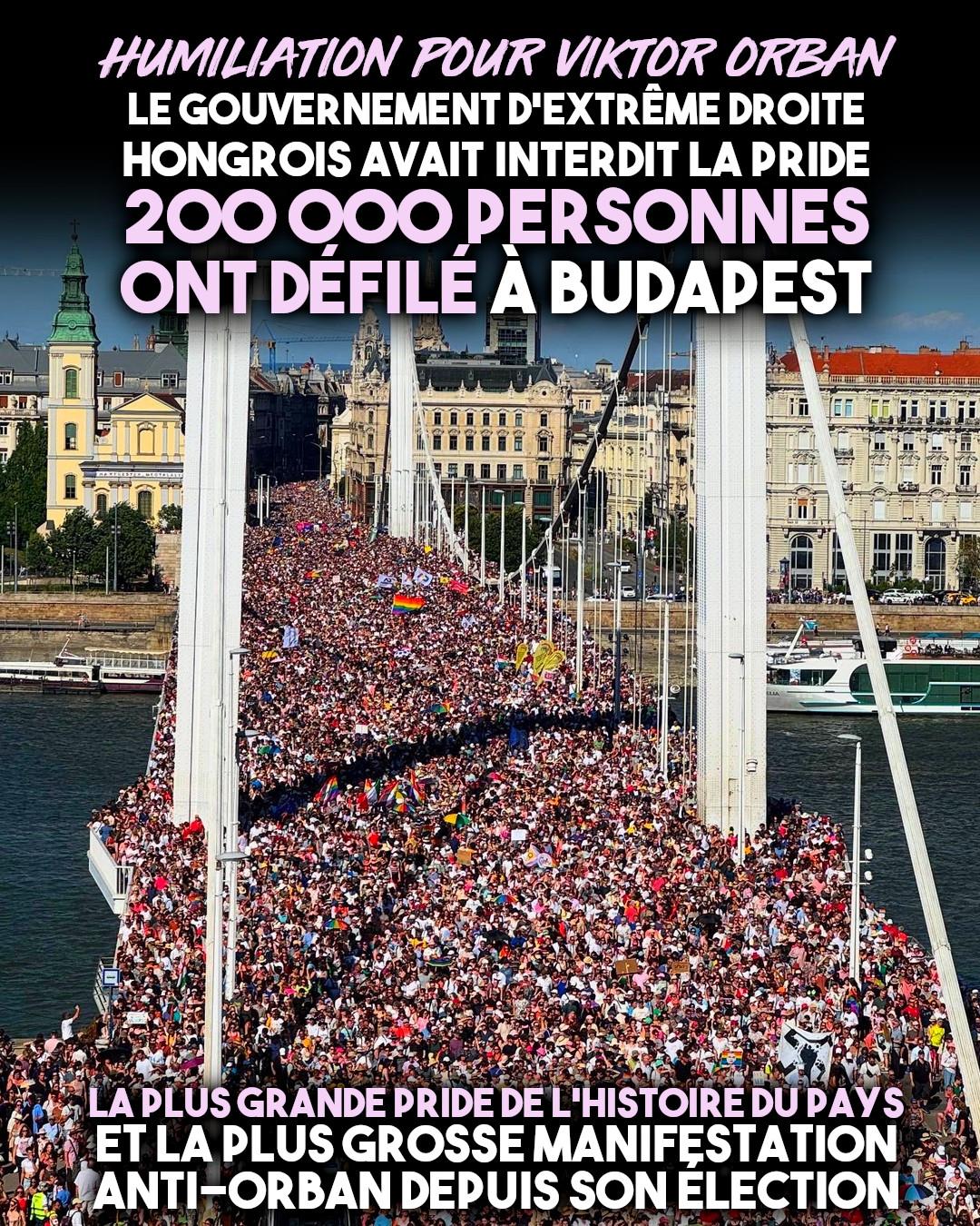 Une foule immense sur un pont en Hongrie pour la Pride 2025