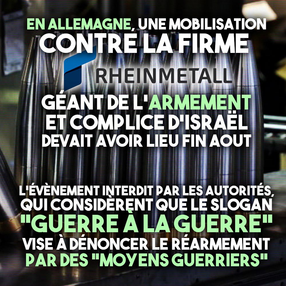 Des obus sortant de l'usine Rheinmetall, en Allemagne : c'est cette usine que le camp "Guerre à la guerre" entendait dénoncer, mais le slogan serait trop violent.