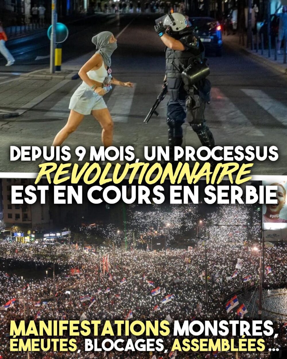 Quelques images de la révolte en cours en Serbie : la population n'a plus peur de la police.