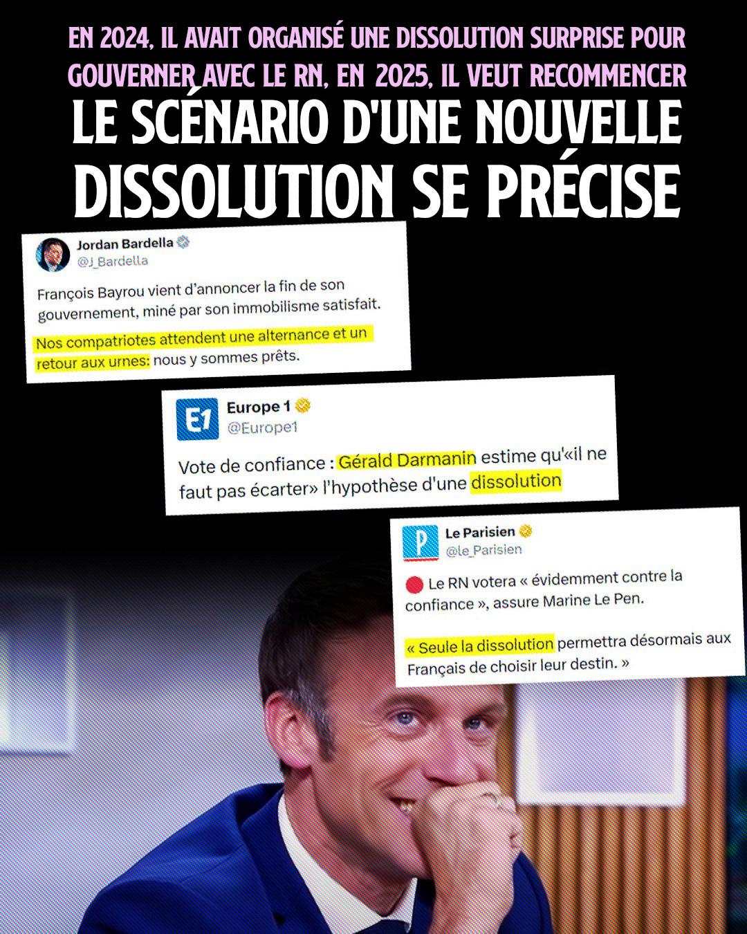 Macron rigole alors que la perspective d'une nouvelle dissolution se précise.