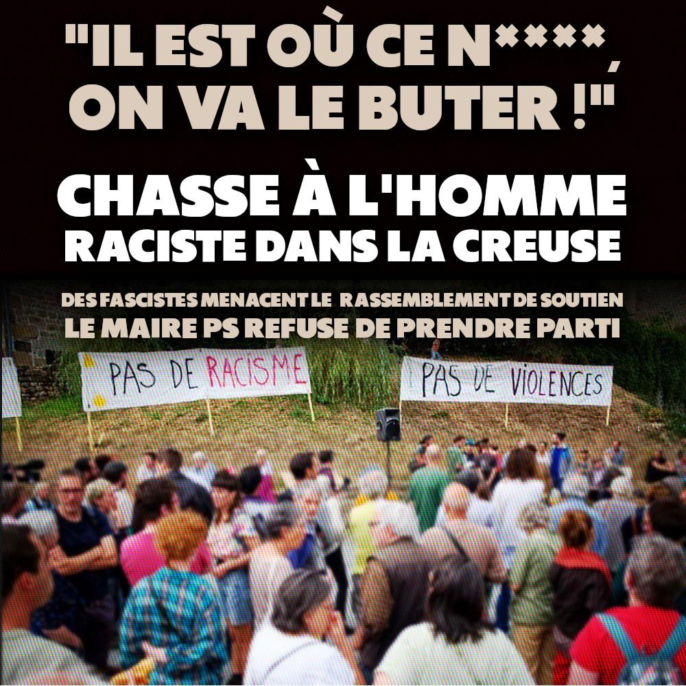 Manifestation contre le racisme dans un village de la Creuse après la chasse à l'homme négrophobe.