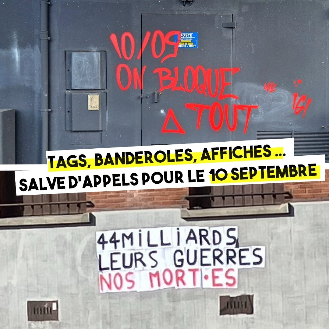 À Nantes, un graffiti et un collage pour appeler au 10 septembre.