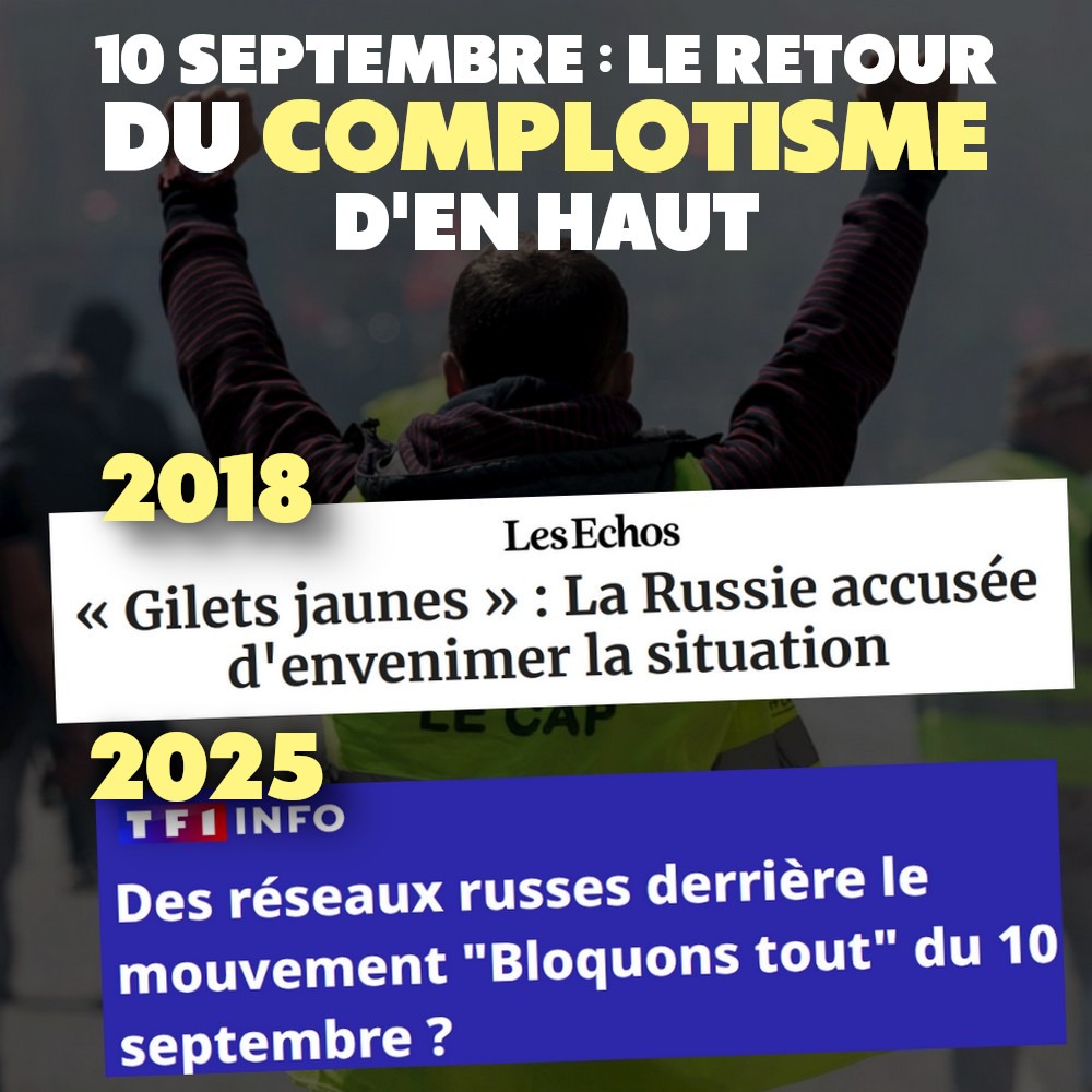 Un gilet jaune levant les bras : serait-il un représentant du complotisme d'en bas ?