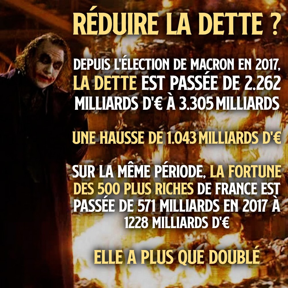 Le Joker fait flamber le monde comme Macron fait flamber la dette.