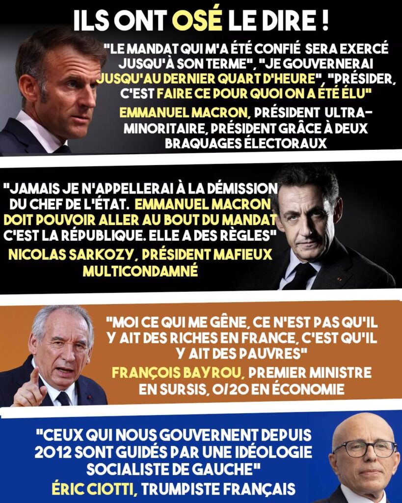 Quelques perles de Macron, Sarkozy, Bayrou et Ciotti qu'il fallait oser prononcer.