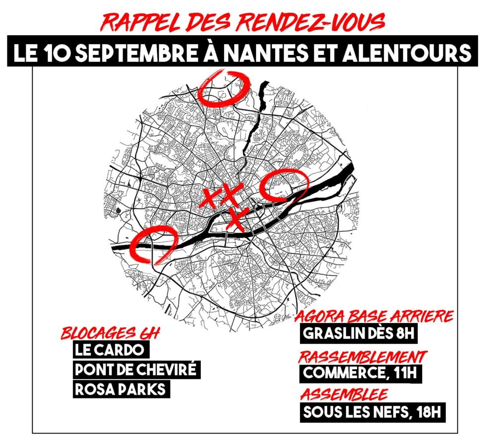 Des points de rendez-vous un peu partout à Nantes ce 10 septembre pour le mouvement "Bloquons tout".