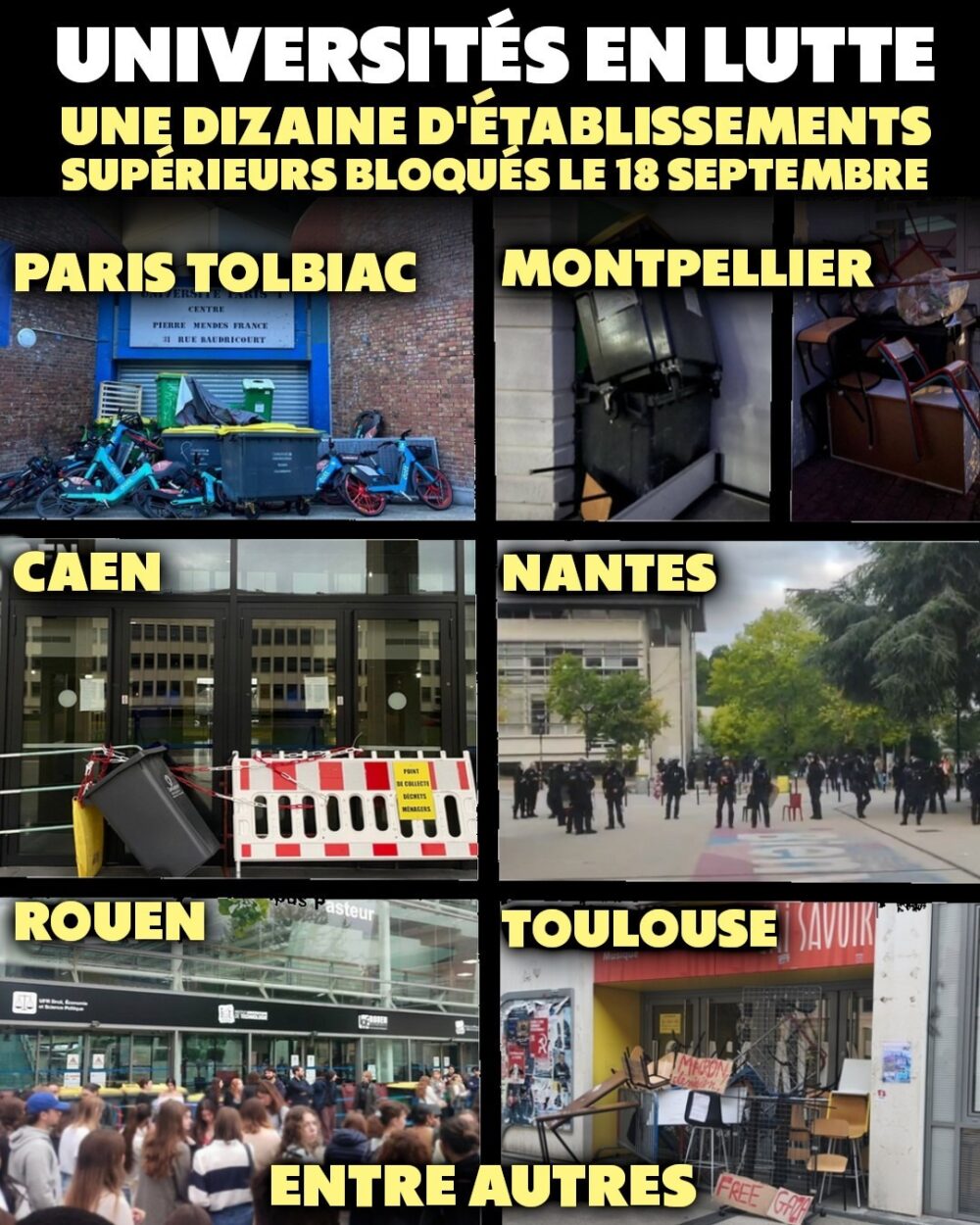 18 SEPTEMBRE : UNIVERSITÉS EN LUTTE