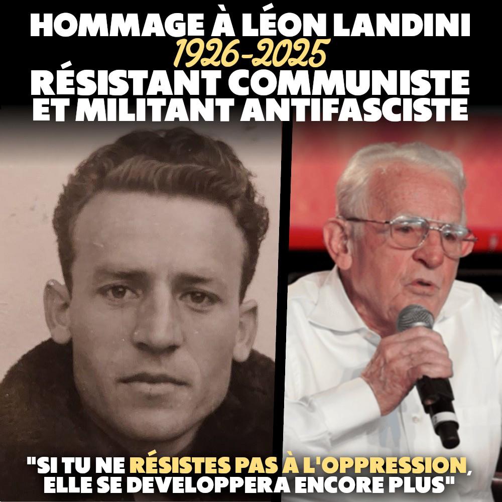 Léon Landini à l'époque des FTP-MOI et plus âgé, alors qu'il parle de son engagement dans la résistance.