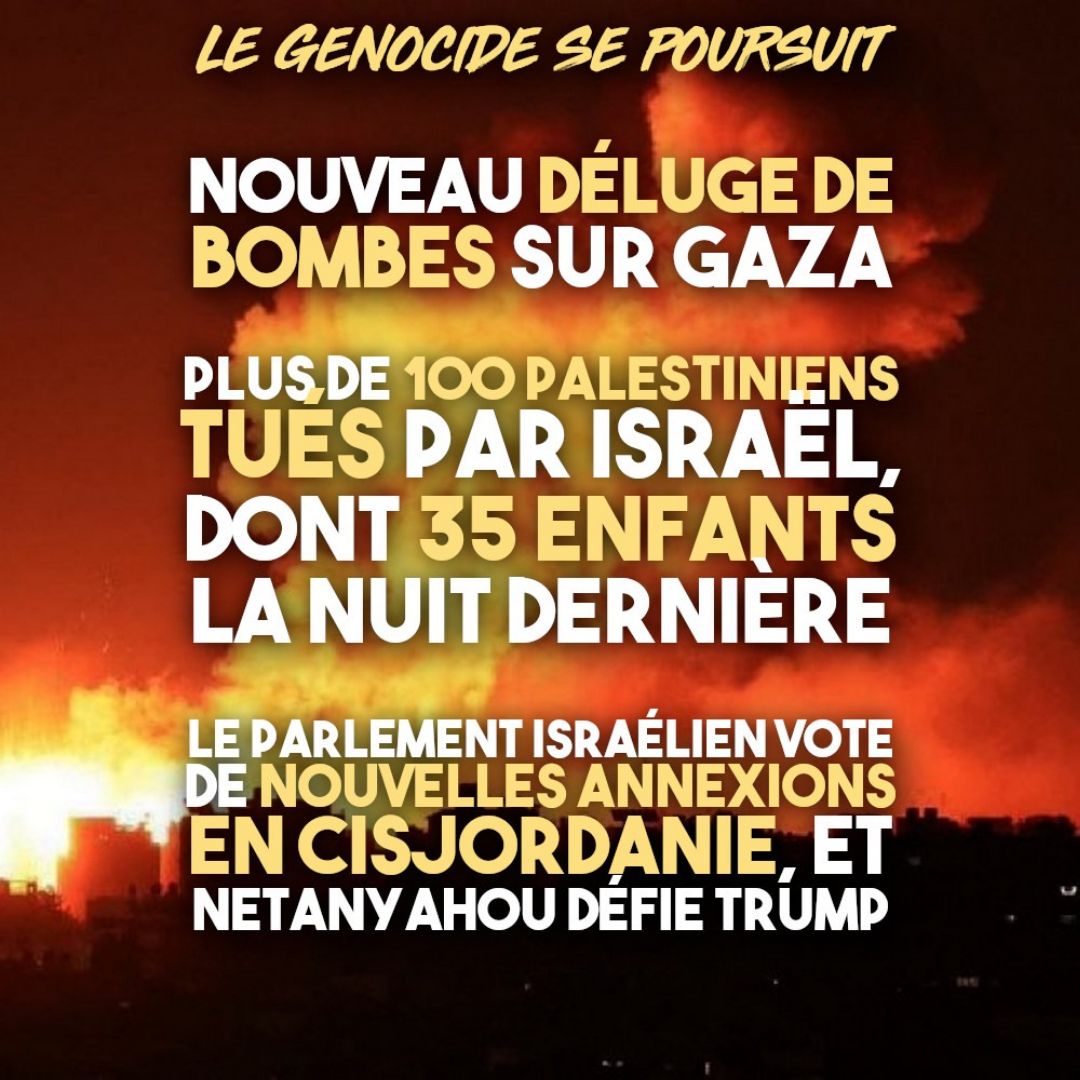 La bande de Gaza de nouveau bombardée, malgré le cessez-le-feu qu'Israël entend respecter quand elle le souhaite uniquement.