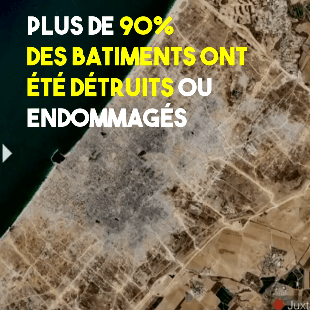 Deux ans après le début du génocide, une image satellite montre la bande de Gaza complètement ravagée.