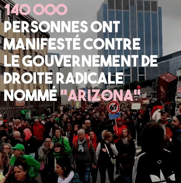 Ce 14 octobre, 140.000 personnes ont défilé en Belgique contre le gouvernement "Arizona".
