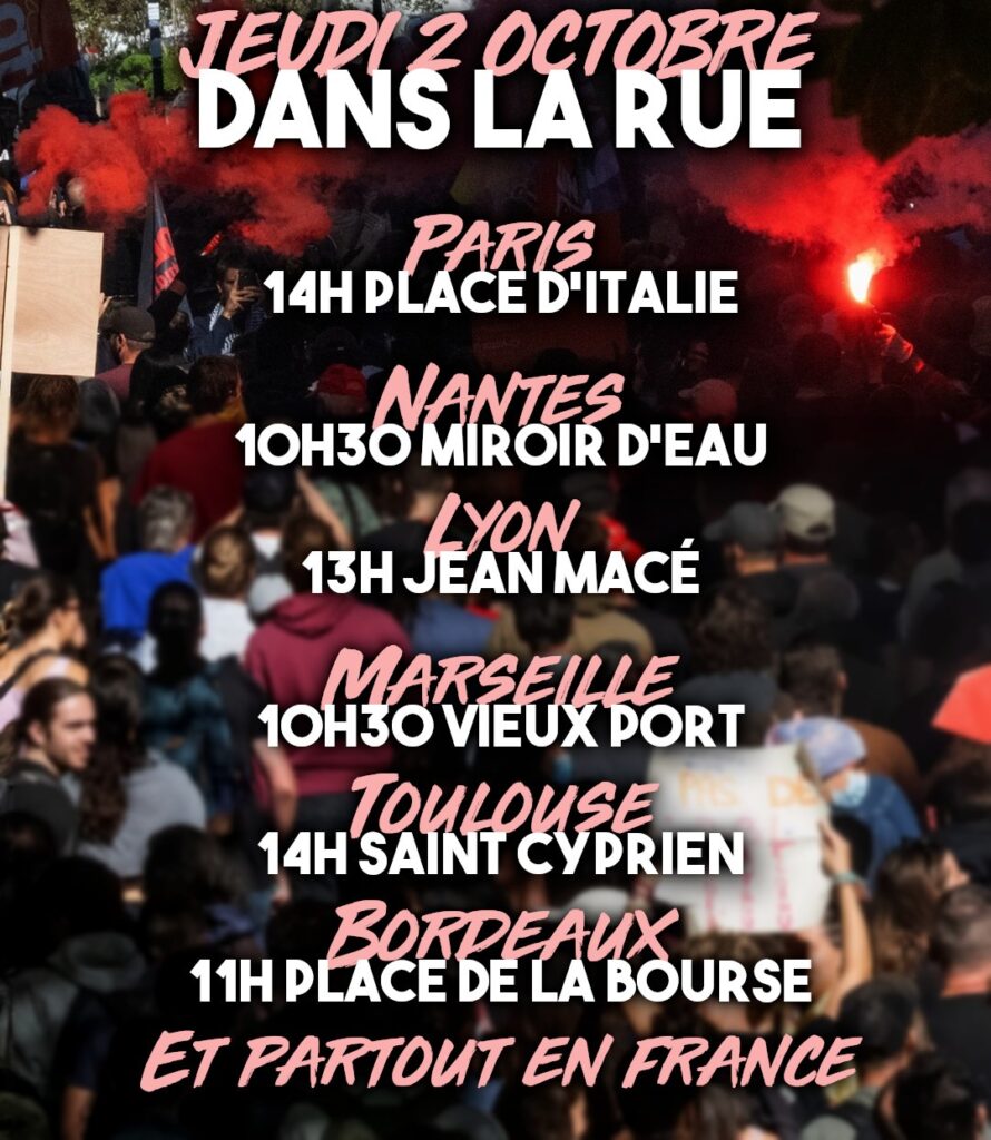 Les rendez-vous du 2 octobre pour le mouvement Bloquons tout