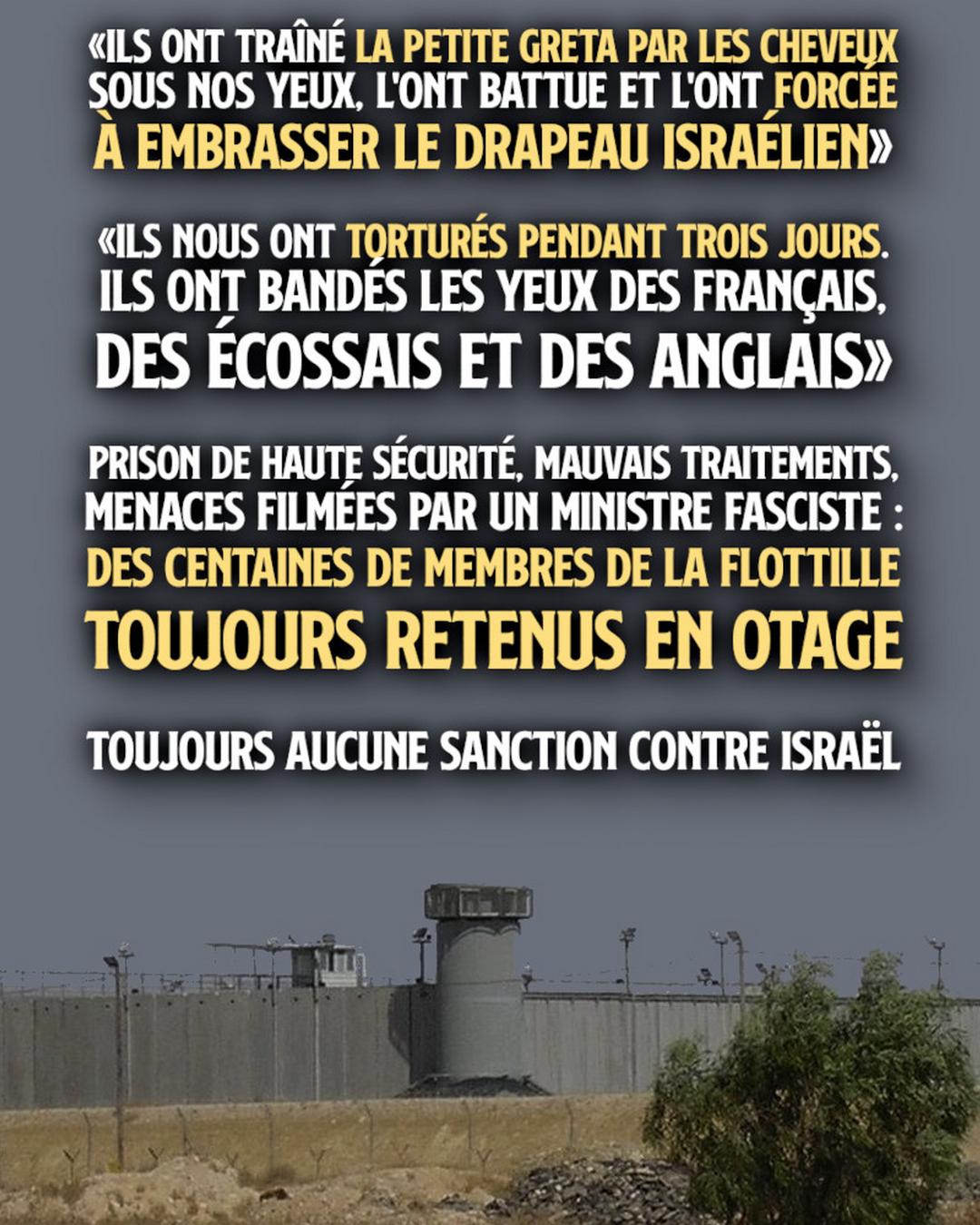 La prison de Ketziot, où les membres de la flottille de la liberté sont retenus en otage, au mépris du droit international, subissant torture et humiliations.
