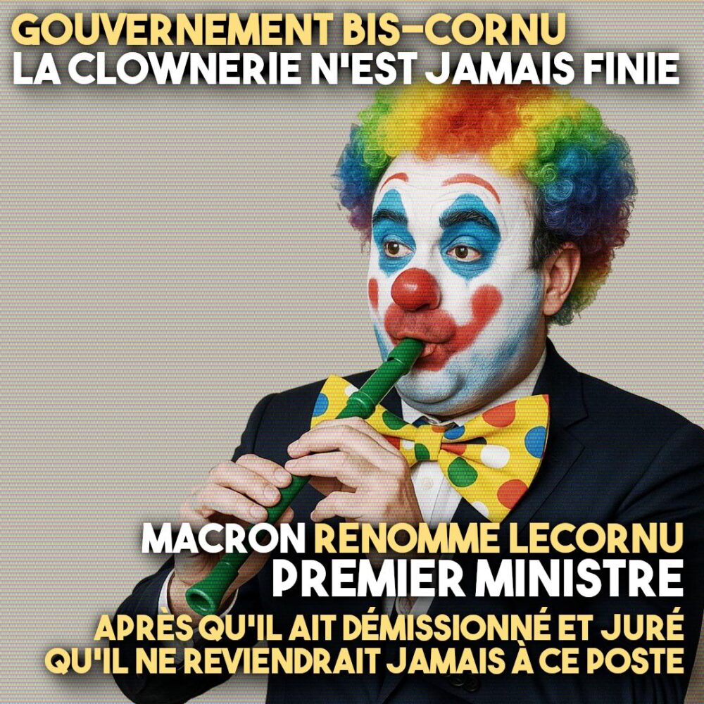 Un clown joue de la flûte, ou c'est peut-être un macroniste qui fait le cirque, on ne sait plus trop.