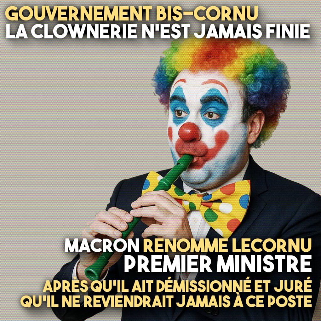 Un clown joue de la flûte, ou c'est peut-être un macroniste qui fait le cirque, on ne sait plus trop.