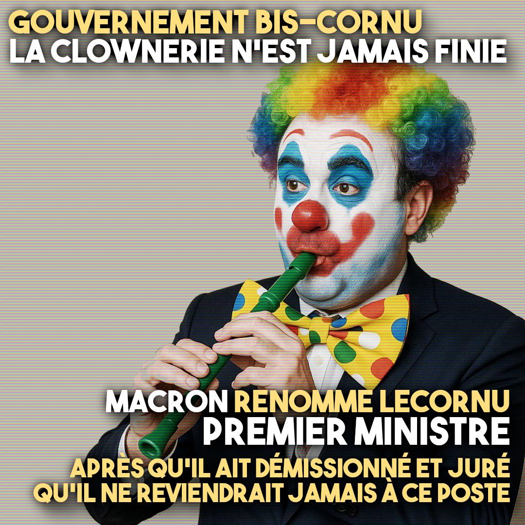 Un clown joue de la flûte, ou c'est peut-être un macroniste qui fait le cirque, on ne sait plus trop.