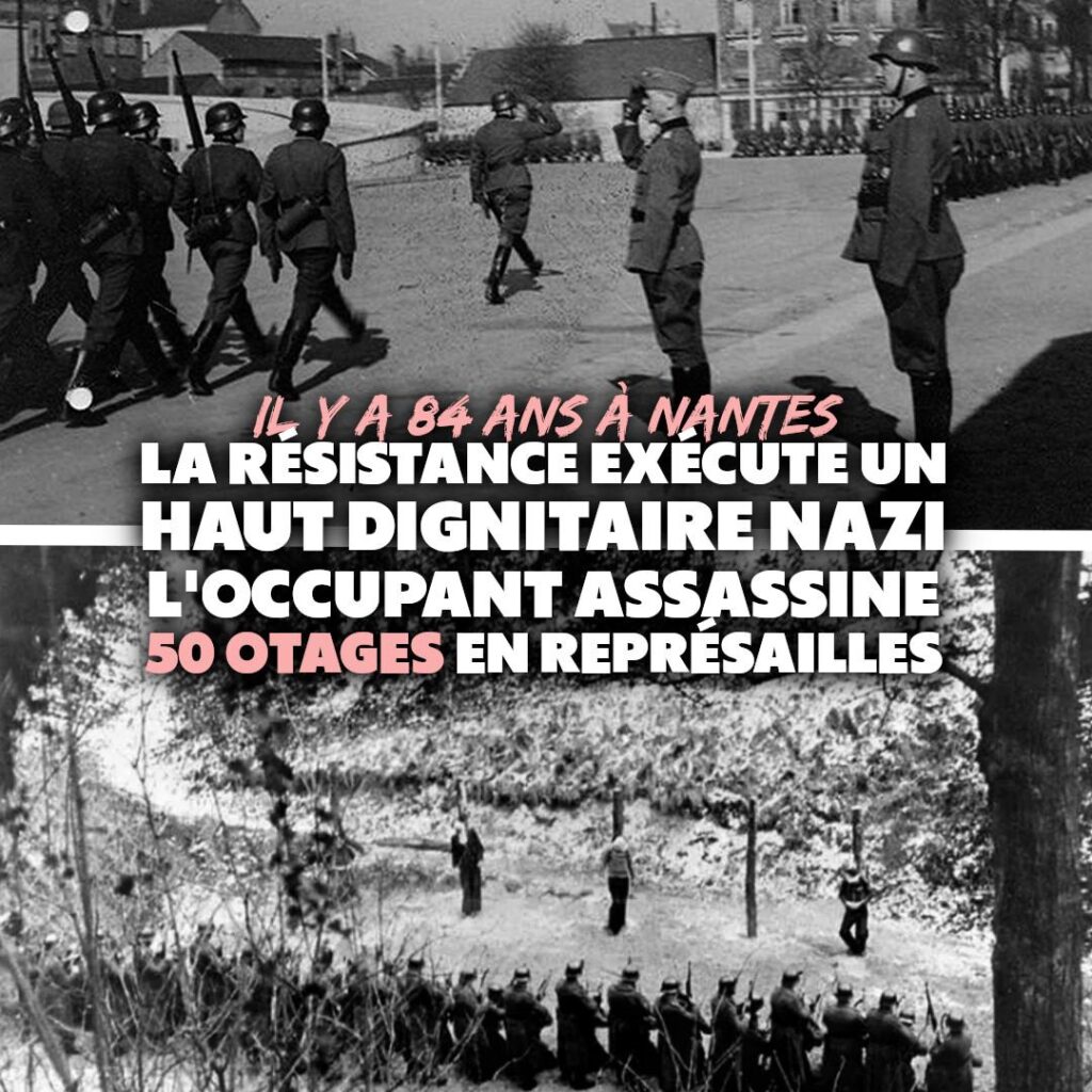 Pour venger l'assassinat de Karl Hotz, haut dignitaire nazi assassiné par la Résistance, le régime d'occupation assassine 50 Otages en représailles.