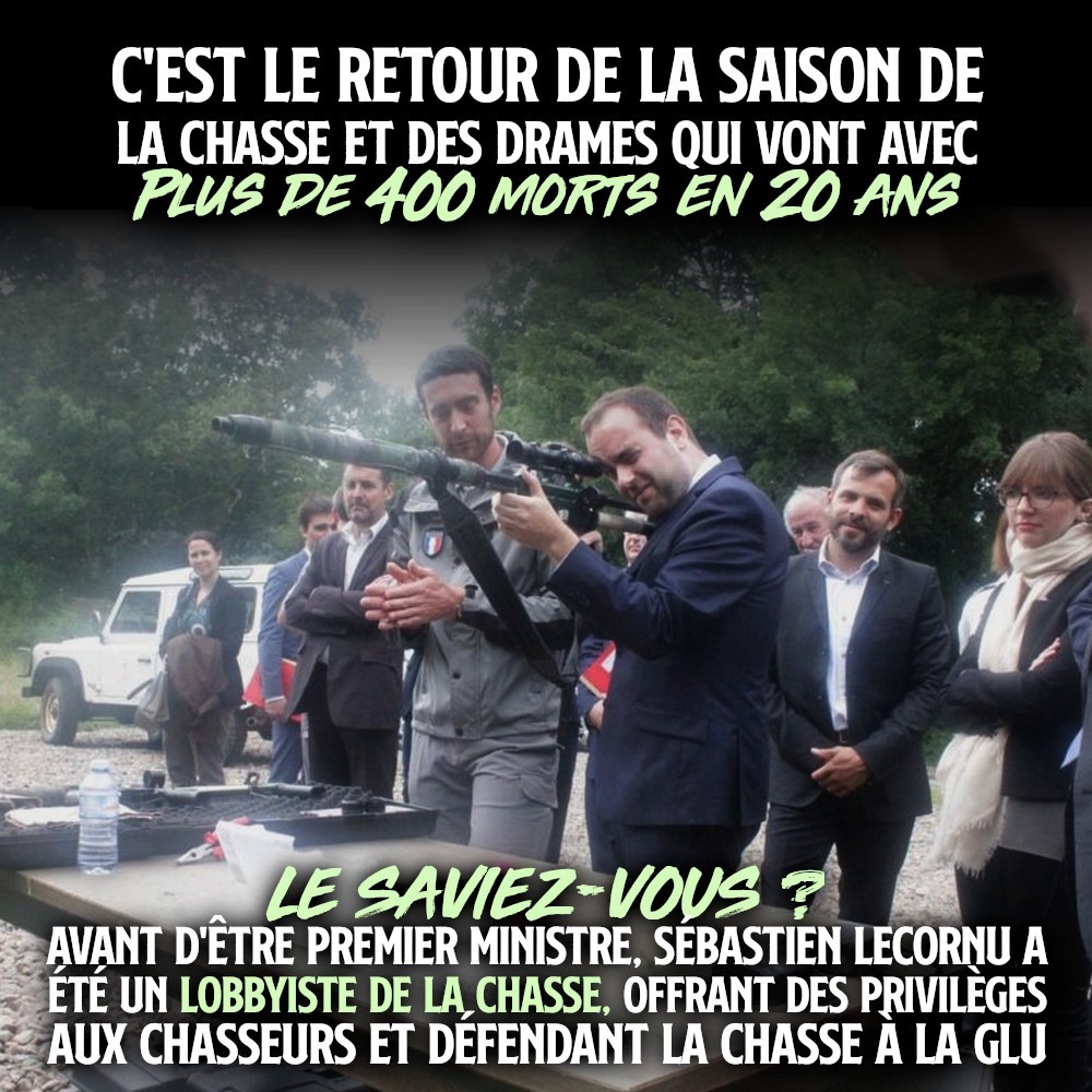 Sébastien Lecornu braquant un fusil de précision lors d'une présentation de la fédération des chasseurs