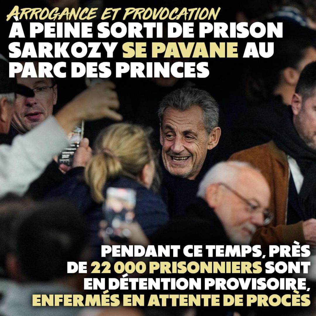 Nicolas Sarkozy prend un bain de foule au Parc des Princes alors qu'il sort tout juste de prison